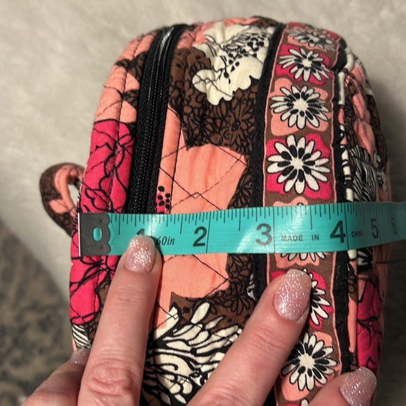 Vera Bradley retired mocha rouge pattern makeup cosmetics toiletries travel bag - Picture 11 of 11